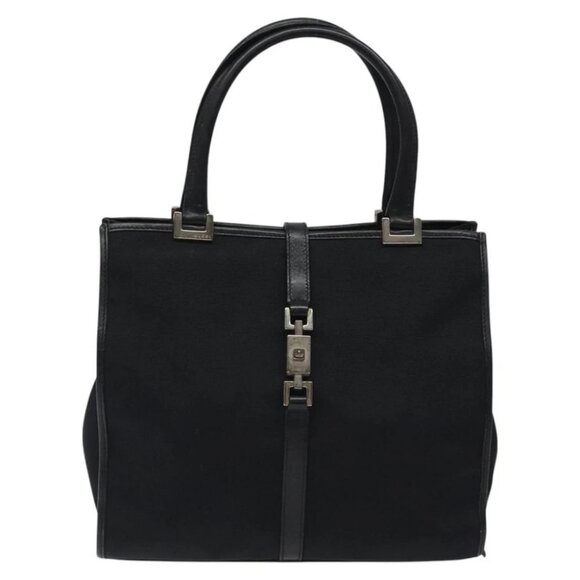 GUCCI Jackie Hand Bag Nylon Black Silver - Picture 1 of 16